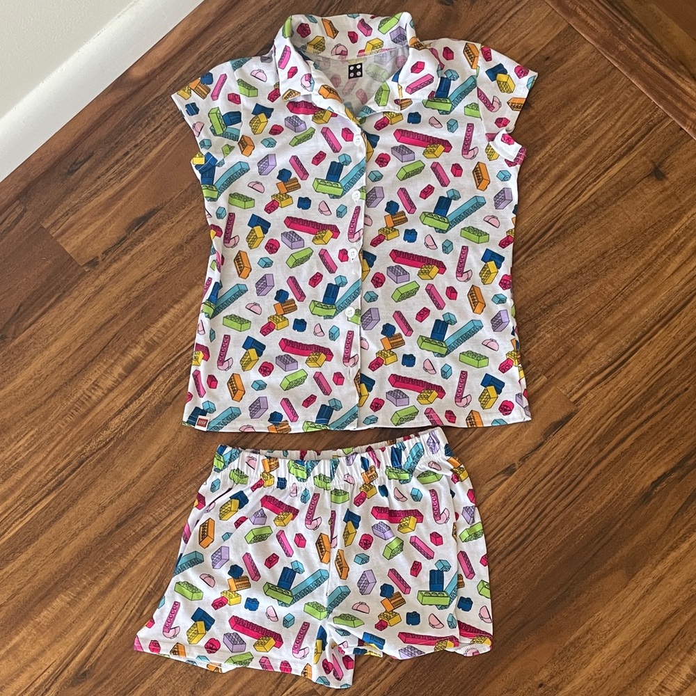 LEGO Multicolor Brick Pattern Kids Pajama Set